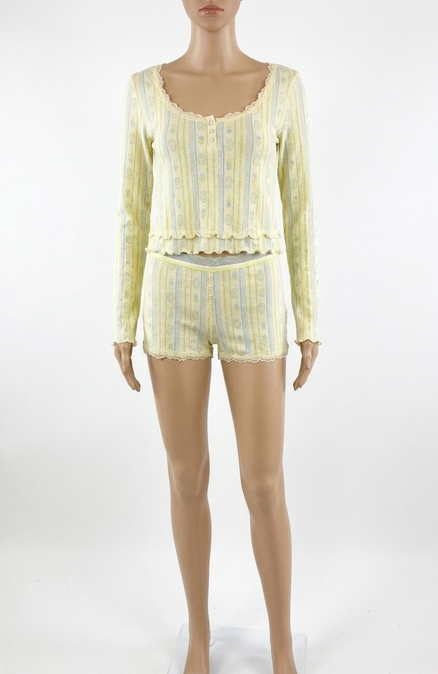 NEW FREE PEOPLE spring break sleep set in butter combo